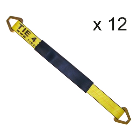 Tie 4 Safe 2" x 18" Axle Straps w/ Sleeve & D Rings, WLL: 3, 333 lbs., PK12 RT41A-18M18-Y-C-12